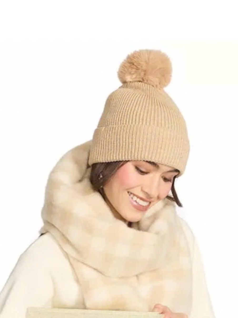 Steve Madden Buffalo Blaze Beanie and Scarf Gift Set, 2-PC. Light Camel,